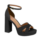 Vizzano 6551-103 Block Heel Platform Sandal in Black Napa