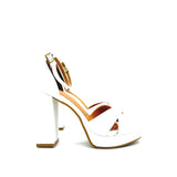 Vizzano 6551-103 Block Heel Platform Sandal in White Napa