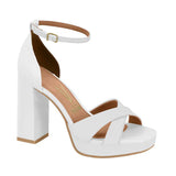 Vizzano 6551-103 Block Heel Platform Sandal in White Napa