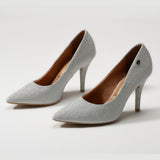 Vizzano 1184-1101 Pointy Toe Pump in Silver Glitter