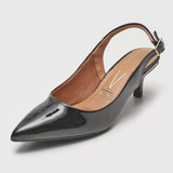 Vizzano 1122-806 Kitten Heel Slingback in Black Patent