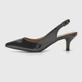 Vizzano 1122-806 Kitten Heel Slingback in Black Patent