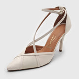 Vizzano 1184-1143 Strappy Pointy Toe Pump in Off White
