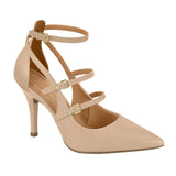 Vizzano 1184-1166 Strappy Pointy Toe Pump in Beige Napa