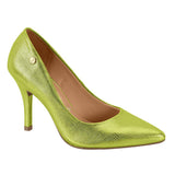 Vizzano 1184-1501 Pointy Toe Pump in Green Metallic Lizard