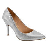 Vizzano 1184-1501 Pointy Toe Pump in Silver Metallic Lizard