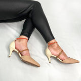 Vizzano 1185-1101 Pointy Toe Pump in Beige/Cream Napa