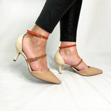 Vizzano 1185-1101 Pointy Toe Pump in Beige/Cream Napa