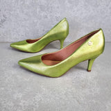 Vizzano 1185-1302 Pointy Toe Pump in Green Metallic Lizard