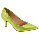 Vizzano 1185-1302 Pointy Toe Pump in Green Metallic Lizard