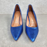 Vizzano 1185-1302 Pointy Toe Pump in Cobalt Blue Metallic Lizard