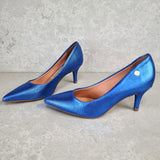 Vizzano 1185-1302 Pointy Toe Pump in Cobalt Blue Metallic Lizard