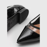 Vizzano 1206-239 Pointy Toe Flat in Black Patent
