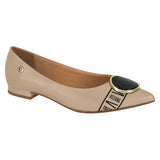 Vizzano 1206-262 Monogrammed Pointy Toe Flat in Beige Napa