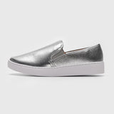 Vizzano 1214-200 White Sole Loafer in Silver Napa