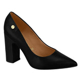 Vizzano 1285-400 Block Heel Pointy Toe Pump in Black Napa