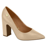 Vizzano 1285-400 Block Heel Pointy Toe Pump in Beige Napa