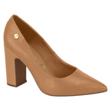 Vizzano 1285-400 Block Heel Pointy Toe Pump in Camel Napa