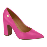 Vizzano 1285-400 Block Heel Pointy Toe Pump in Pink Napa