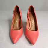 Vizzano 1285-400 Block Heel Pointy Toe Pump in Coral Napa