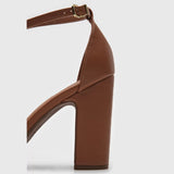 Vizzano 1285-424 Block Heel Pointy Toe Knotted Pump in Camel