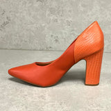Vizzano 1285-431 Block Heel Pointy Toe Pump in Terracotta