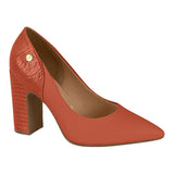 Vizzano 1285-431 Block Heel Pointy Toe Pump in Terracotta