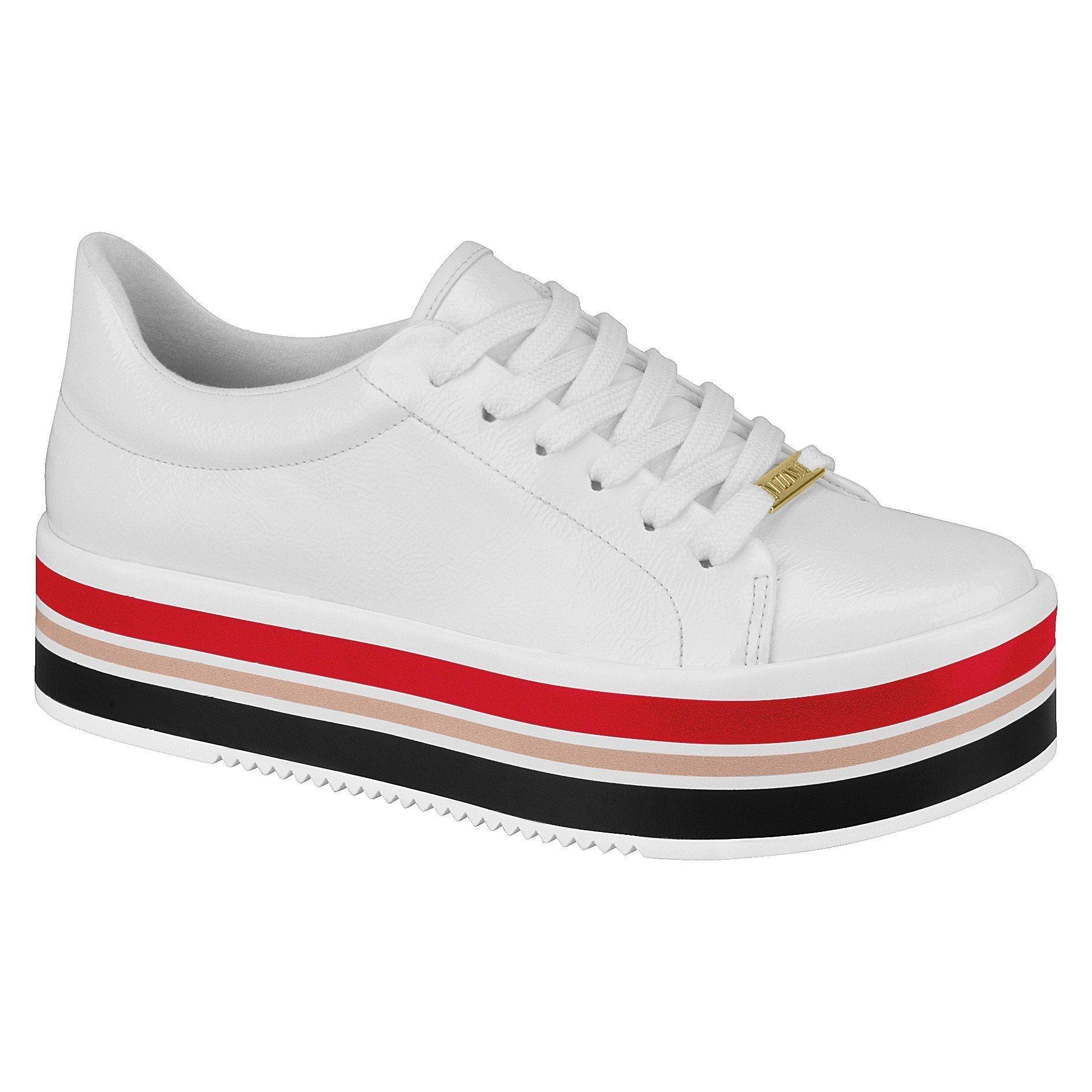 Vizzano 1298-100 Stripy Sole Sneaker in White Patent