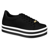Vizzano 1298-100 Stripy Sole Sneaker in Black Napa - Charley Boutique