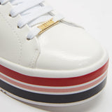 Vizzano 1298-100 Stripy Sole Sneaker in White Patent - Charley Boutique