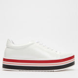 Vizzano 1298-100 Stripy Sole Sneaker in White Patent - Charley Boutique