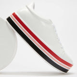 Vizzano 1298-100 Stripy Sole Sneaker in White Patent - Charley Boutique