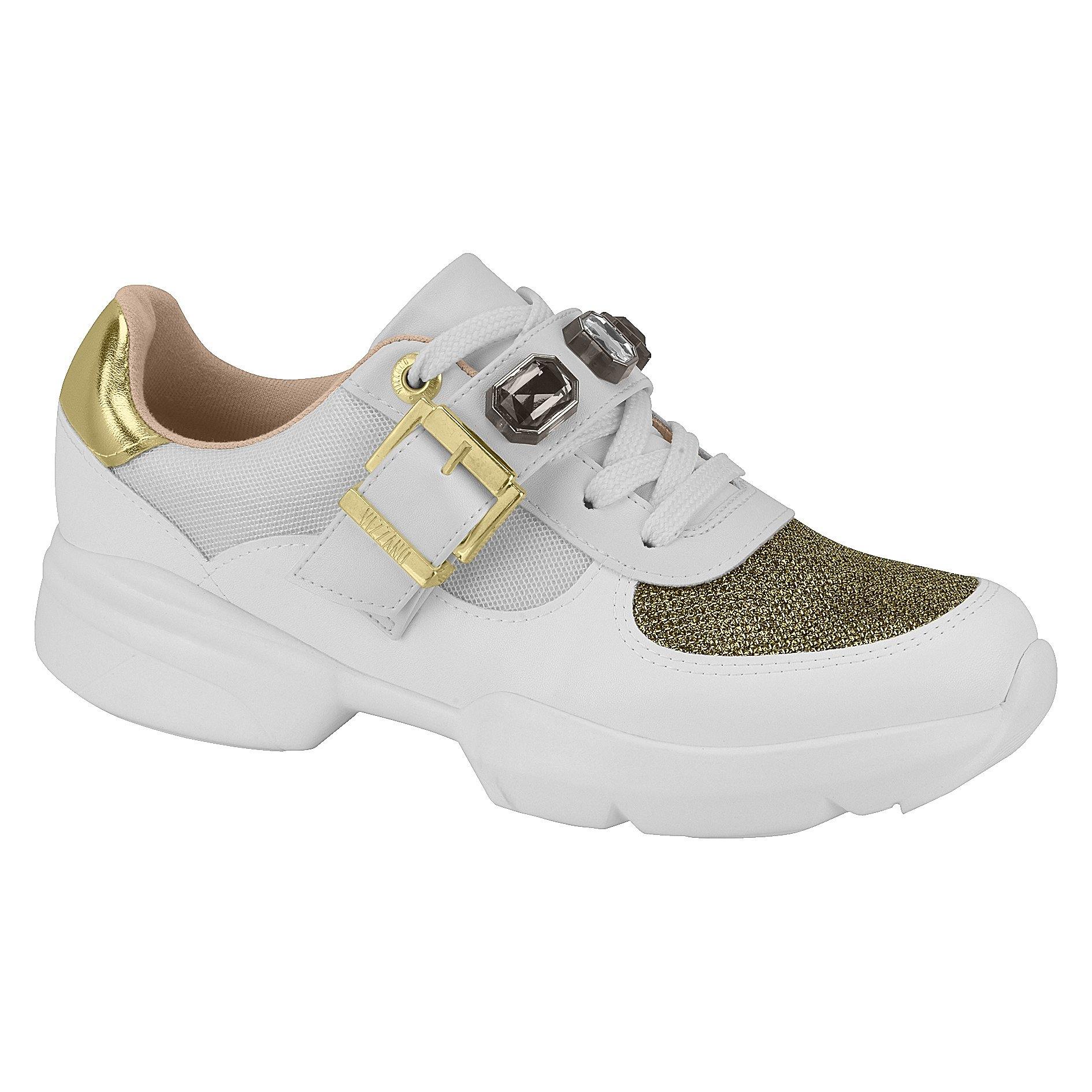 Vizzano 1314-113 Chunky Sole Sneaker in White and Gold - Charley Boutique