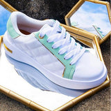 Vizzano 1354-111 White Sole Sneaker in White/Mint Green Napa