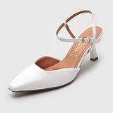 Vizzano 1365-105 Strappy Mid Heel Pump in White Napa