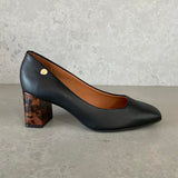 Vizzano 1373-101 Block Heel Square Toe Pump in Black Napa