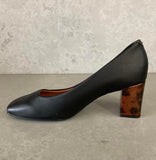 Vizzano 1373-101 Block Heel Square Toe Pump in Black Napa