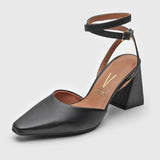 Vizzano 1387-101 Block Heel Strappy Pump in Black Napa Glossy