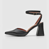 Vizzano 1387-101 Block Heel Strappy Pump in Black Napa Glossy