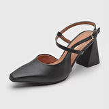 Vizzano 1387-102 Block Heel Strappy Pump in Black Napa