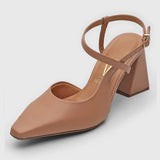 Vizzano 1387-102 Block Heel Strappy Pump in Nude Napa