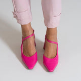 Vizzano 1387-102 Block Heel Strappy Pump in Pink Gloss Napa