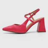 Vizzano 1387-102 Block Heel Strappy Pump in Pink Gloss Napa
