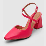 Vizzano 1387-102 Block Heel Strappy Pump in Pink Gloss Napa
