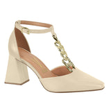 Vizzano 1387-103 Block Heel T-Bar Pump in Cream Napa