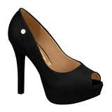 Vizzano 1830-500 Peeptoe Platform Pump in Black Napa