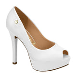 Vizzano 1830-500 Peeptoe Platform Pump in White Napa