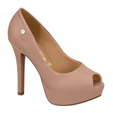 Vizzano 1830-500 Peeptoe Platform Pump in Nude Napa