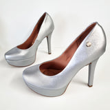 Vizzano 1830-501 Platform Pump in Silver Napa Metal