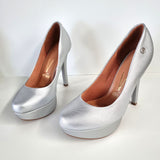 Vizzano 1830-501 Platform Pump in Silver Napa Metal